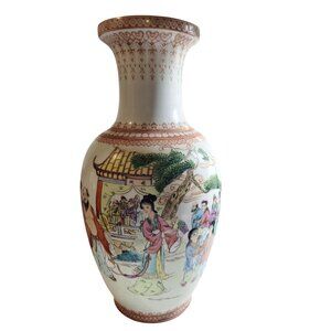 Chinese Famille Rose Porcelain Vase Shoulao Scene Republic Period 13.5" Tall